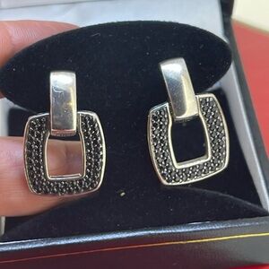 John Hardy sterling silver Black Sapphire dangling Earrings